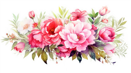 Watercolor floral illustration. bouquet of flowers. Generative Ai. 