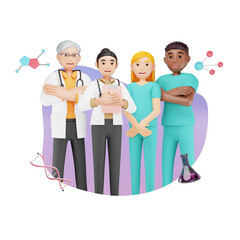 Medical Doctor Team 3D Character Illustration