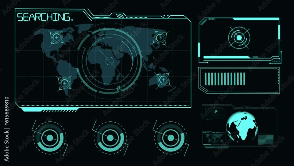 Poster hud the world digital data cyber technology background. futuristic user interface . e_22
