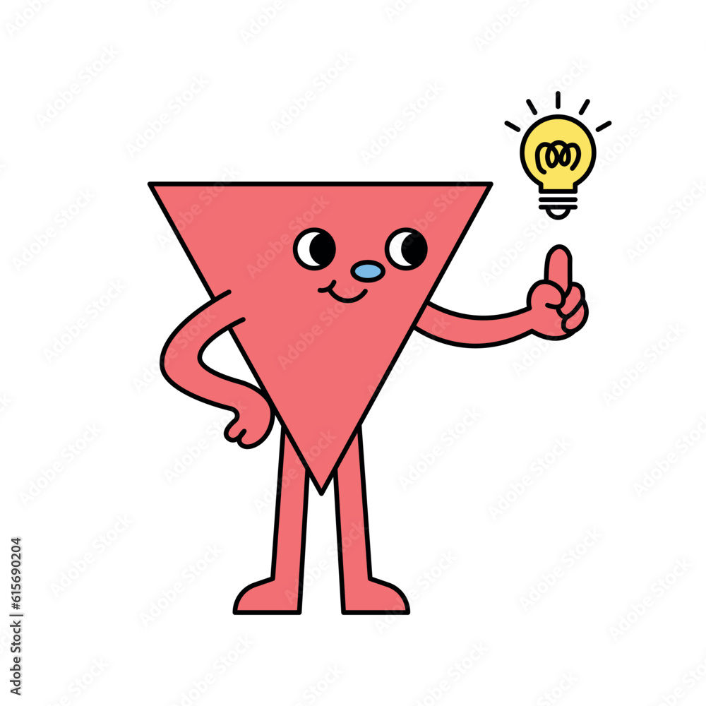 Poster cute shape characters. an inverted triangle figure has a good idea and is giving a thumbs up.
