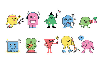 Various expressions and actions of cute figure characters. - 615690240