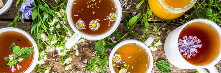 Different herbal tea set