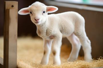 baby lamb in the barn