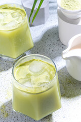 Obraz na płótnie Canvas Cold matcha green tea drink