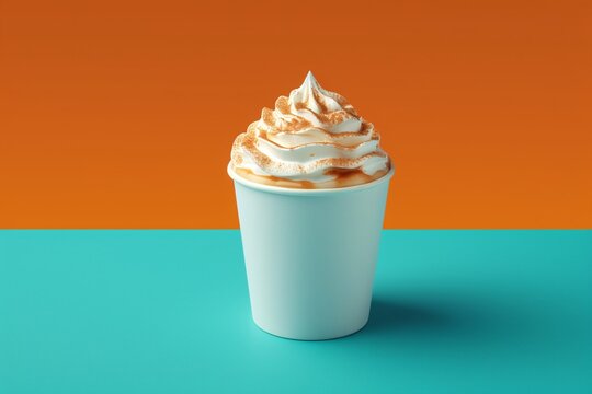 Pumpkin spice latte paper cup, generative ai