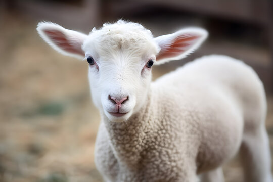 white lamb in the farm