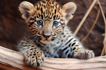 Fototapeta premium portrait of a baby leopard