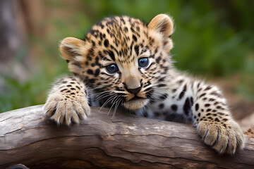 Fototapeta na wymiar portrait of a baby leopard