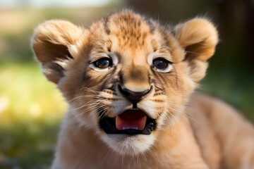 Plakat portrait of a lion cub