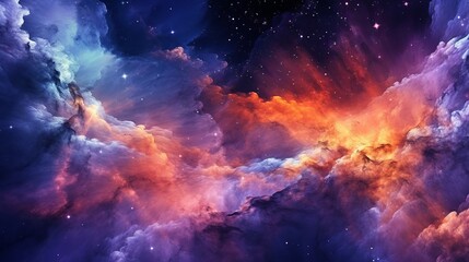 Obraz na płótnie Canvas Colorful space galaxy cloud nebula. Stary night cosmos. Universe science astronomy. Supernova background Generative AI