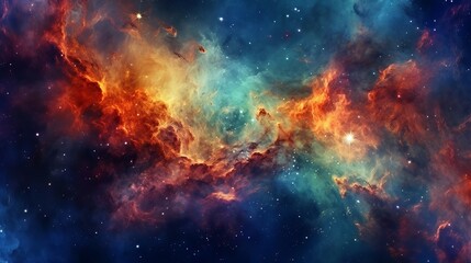 Fototapeta na wymiar Colorful space galaxy cloud nebula. Stary night cosmos. Universe science astronomy. Supernova background Generative AI