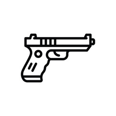 Black line icon for gun 