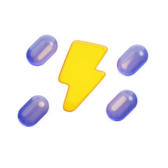 3D Thunderstorm and thunderbolt. Weather icons for forecast design application and web. 3d render illustration.