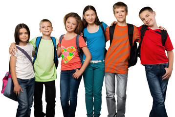 Portrait of Children with Backpacks