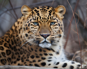 Obraz premium close up of a amur leopard