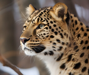 Fototapeta na wymiar close up of a amur leopard