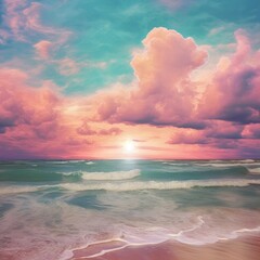 Fototapeta na wymiar The beach of the sea and a beautiful sunset