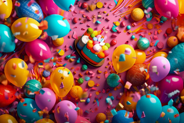 Fototapeta na wymiar Birthday background. Vibrant colors, super photo realistic. Generative ai illustration