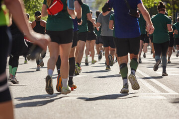 Runners on the street. Healthy lifestyle. Marathon. Athletics