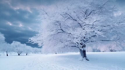 new holiday background snow tree year christmas sky fir season winter white. Generative AI.