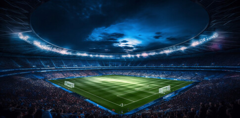 Fototapeta na wymiar goal game world arena light stadium football soccer green sport. Generative AI.