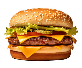 Tower burger isolated on white background, AI generative