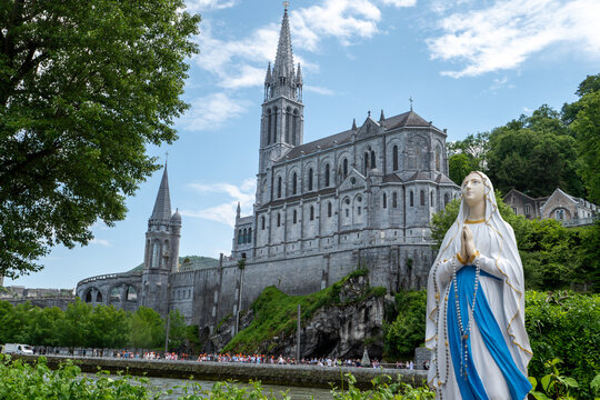view of the basilica of Lourdes, France