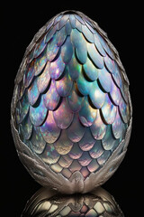 Shiny and realistic fantasy colorful dragon eggs created with Generative AI Technology