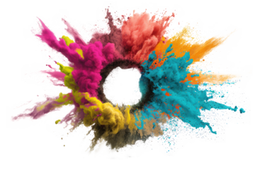 explosion powder colors isolated on white