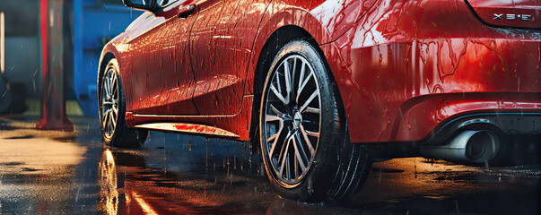 Car wash wide. generative ai - obrazy, fototapety, plakaty
