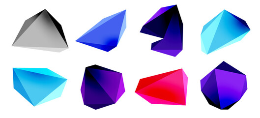 3d low poly triangle design elements