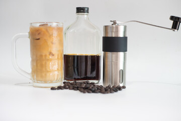 Hot americano coffee brew with coffee bean