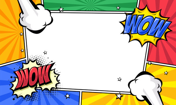 Funny comic cartoon frame template background