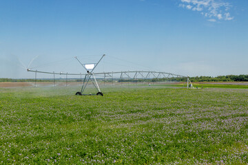 Fototapeta na wymiar Center pivot crop irrigation or irrigating system for farm management