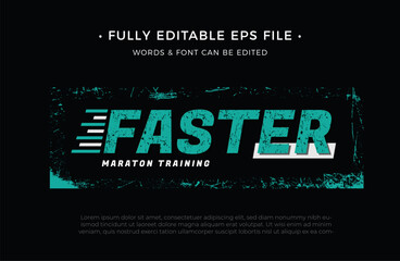 Vector faster tshirt design with text effect editable