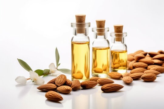 Almond oil nuts bottle. Generate Ai