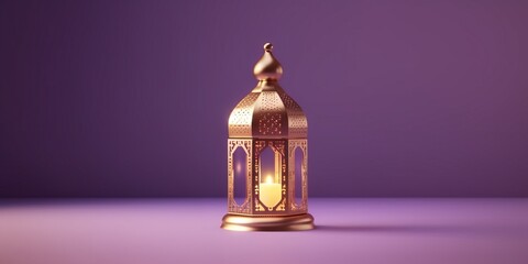 Portrait  islamic lantern with bokeh lights made with Generative AI