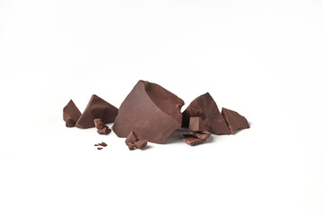 Chunks of homemade dark chocolate.