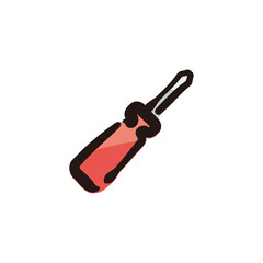 Screwdriver - Tool icon/illustration (Hand-drawn line, colored version)