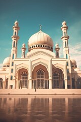 Fototapeta na wymiar Beautiful serene mosque made with Generative AI