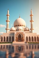 Fototapeta na wymiar Beautiful serene mosque with light exposure made with Generative AI