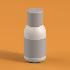 Monochrome Bottle on Orange Background, 3d Rendering