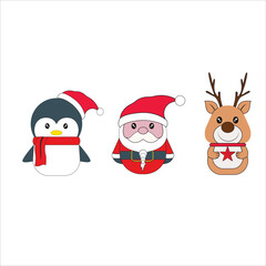Christmas collection of cute characters clipart