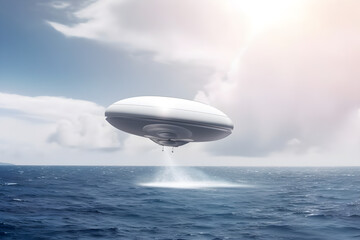 Naklejka na ściany i meble ufo flying over the sea
