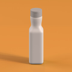 Monochrome Bottle on Orange Background, 3d Rendering