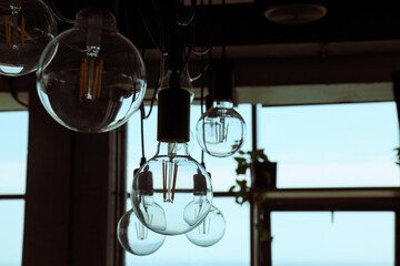 Edison lamps in the office, interior elements