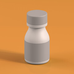 Monochrome Bottle on Orange Background, 3d Rendering