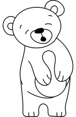 Cute Bear Character Coloring Page