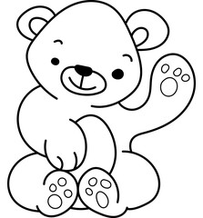 Cute Bear Character Coloring Page