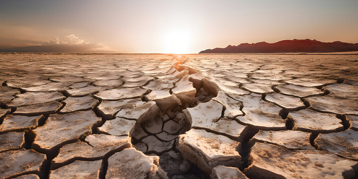 dried out landscape, desert, cracked ground - generative AI